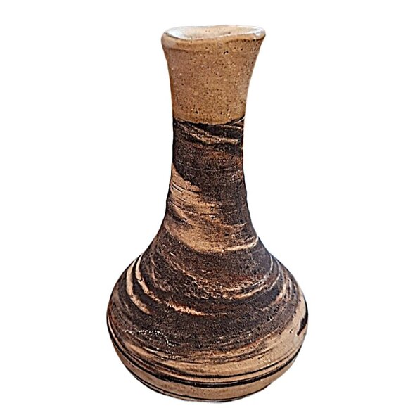 Small 5" Hand Thrown Signed Earth Tones Olive Oil Jug Israel NWT - Picture 1 of 10